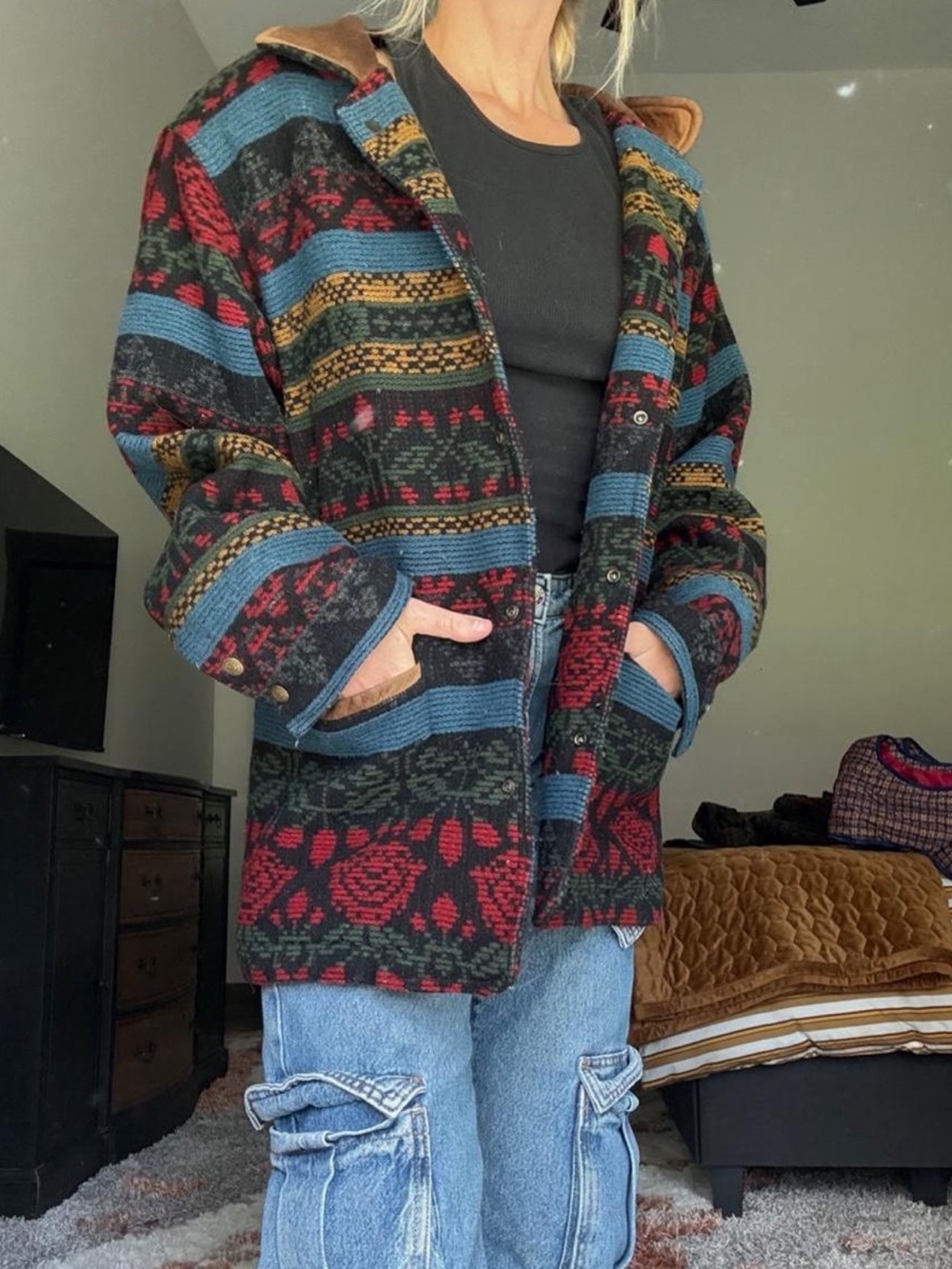 Vintage Woolrich Wool Blanket Jacket Coat Medium